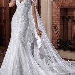 Stunning Jewel Neck Long Sleeve Lace Court Train Bridal Gown