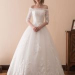 Graceful Princess Lace Off The Shoulder Half Sleeve Bridal Gown
