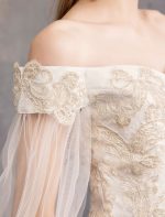 Timeless Tulle Off The Shoulder Short Sleeve Lace Applique Bridal Gown - Image 5
