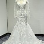 Exquisite White Lace Mermaid Wedding Dress with Long Train