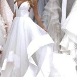 Elegant White Beach Wedding Dress with Sexy Boho Style and Spaghetti Straps