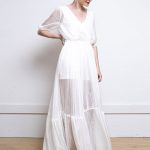 Elegant White V-Neck Backless Tulle Satin Fabric A-Line Bridal Gown