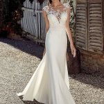 Timeless White Applique Sheath Bridal Gown with Illusion Neckline Sleeveless and Court Train