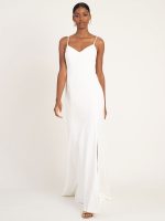 Elegant White Mermaid Bridal Gown with Brush Train and Strapless Design - Image 4