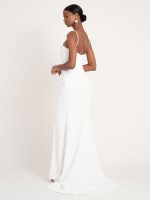 Elegant White Mermaid Bridal Gown with Brush Train and Strapless Design - Image 2