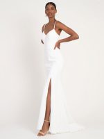 Elegant White Mermaid Bridal Gown with Brush Train and Strapless Design - Image 3