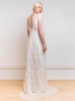 Timeless White Buttons Mermaid Bridal Gown with Satin Fabric and V-Neck - Image 2