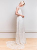 Timeless White Buttons Mermaid Bridal Gown with Satin Fabric and V-Neck - Image 3