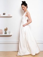 Elegant White A-Line Bridal Dress with Backless Design and V-Neck Sleeveless - Image 6