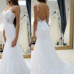 Romantic White Lace Mermaid Bridal Gown with Sweetheart Neckline and Sash