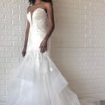 Enchanting White Sheer Lace Appliques Mermaid Wedding Dress with Sweetheart Neckline