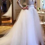 Classic White V-Neck A-Line Tulle Keyhole Wedding Dress with Cap Sleeves and Lace Appliques