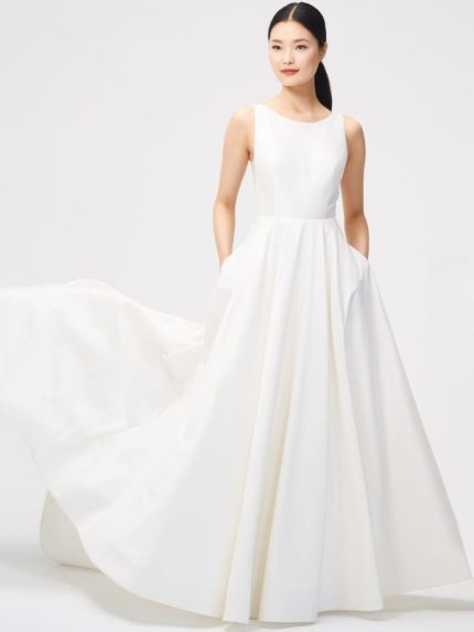Elegant White Vintage Wedding Dress with Train Off-The-Shoulder Style and Pleated Mermaid Silhouette