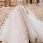 Romantic White Beaded Tulle A-Line Wedding Dress with Lace Details