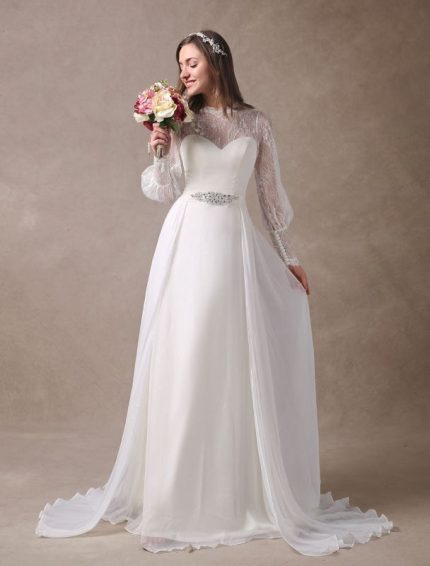 Stunning White A-Line Bridal Dress with Train Floor-Length Sleeveless and Pleated V-Neck