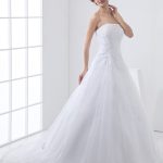 Enchanting White Lace Tulle Bridal Dress with A-Line Silhouette and Court Train